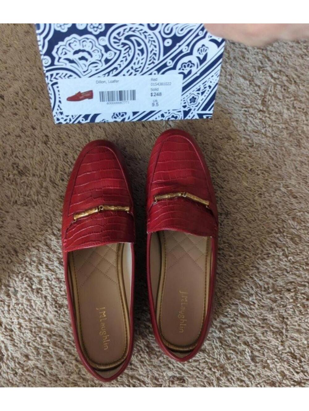J. McLaughlin Dillon Croc Embossed Leather Loafer in Red